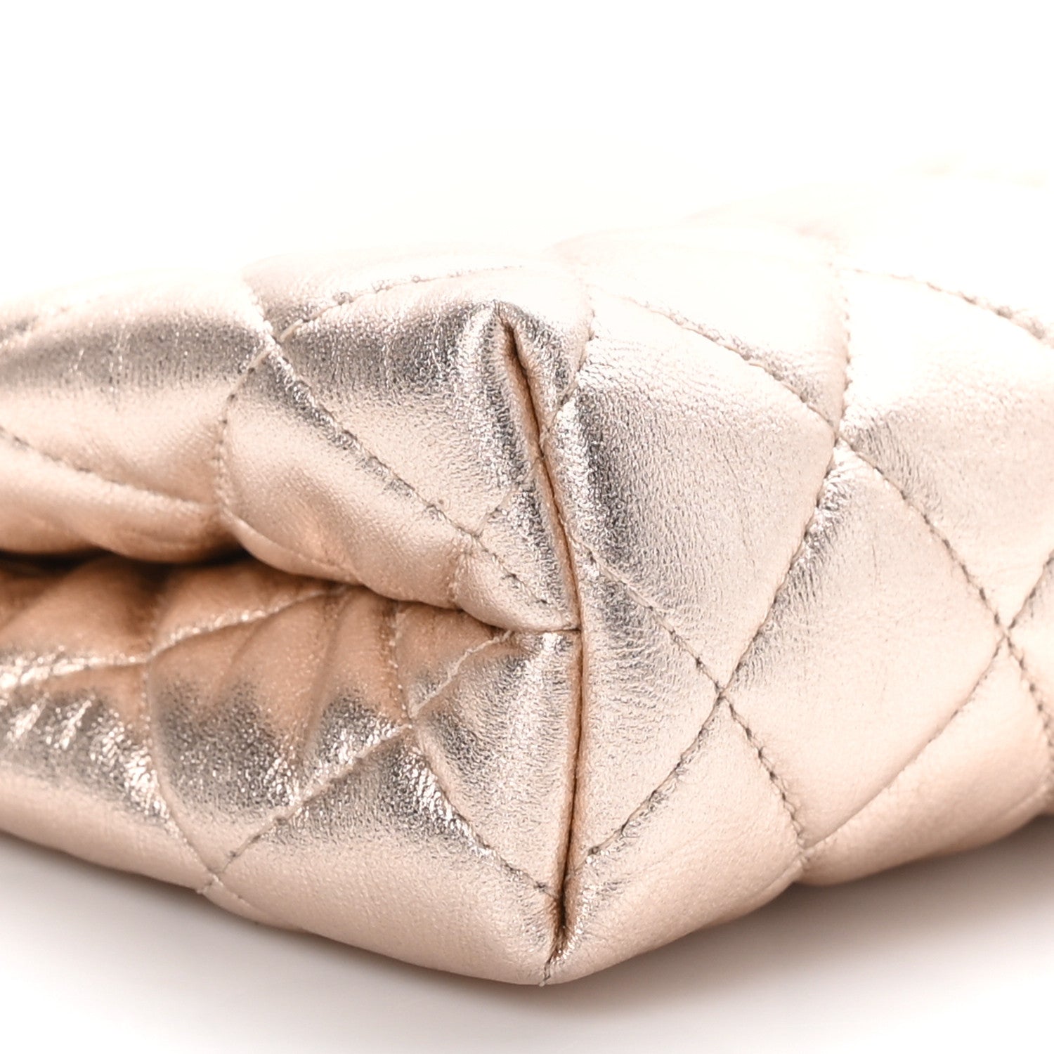 Chanel Metallic Lambskin Quilted Cosmetic Pouch Light Pink 10 of 12