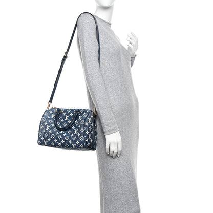 Louis Vuitton Monogram Jacquard Denim Speedy Bandouliere 25 Bleu 2 of 10