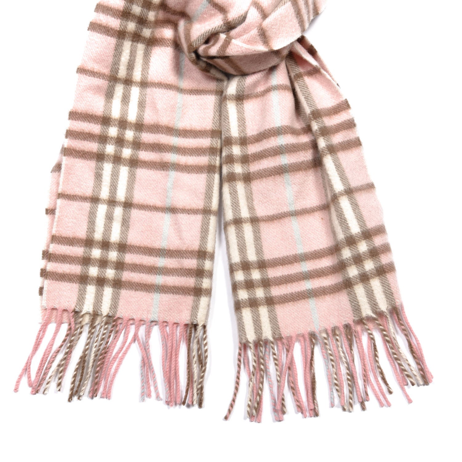 Burberry Cashmere Check Fringe Scarf Pink 3 of 3