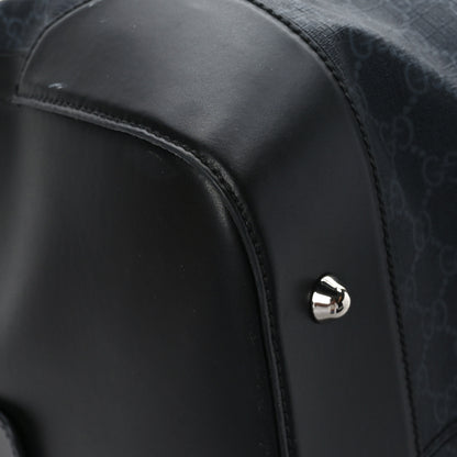 Gucci Soft GG Supreme Monogram Appia Calfskin Web Large Carry On Duffle Bag Black Grey 7 of 10