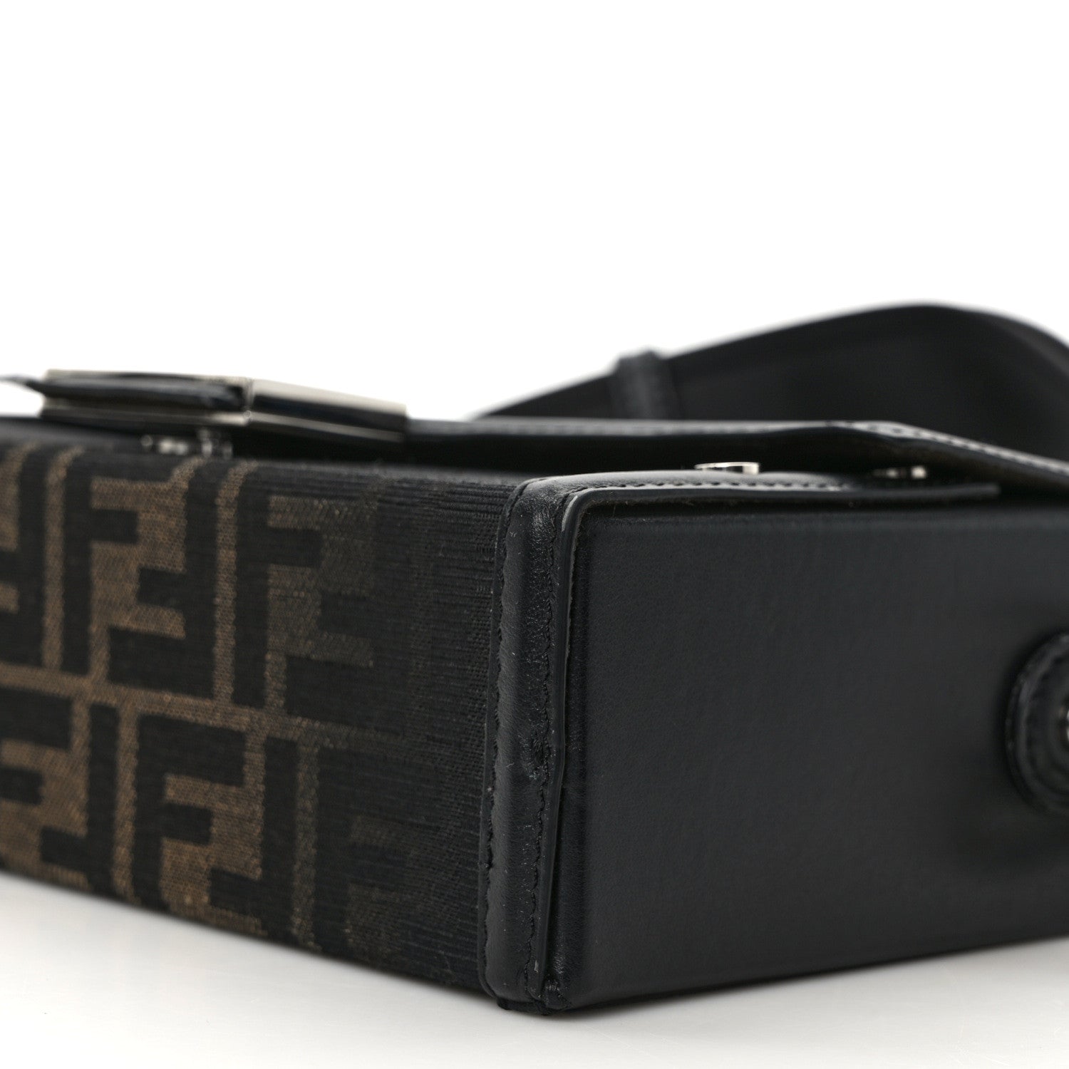 Fendi FF Eclissi Jacquard Vitello King Baguette Soft Trunk Tobacco Moro Black 9 of 12