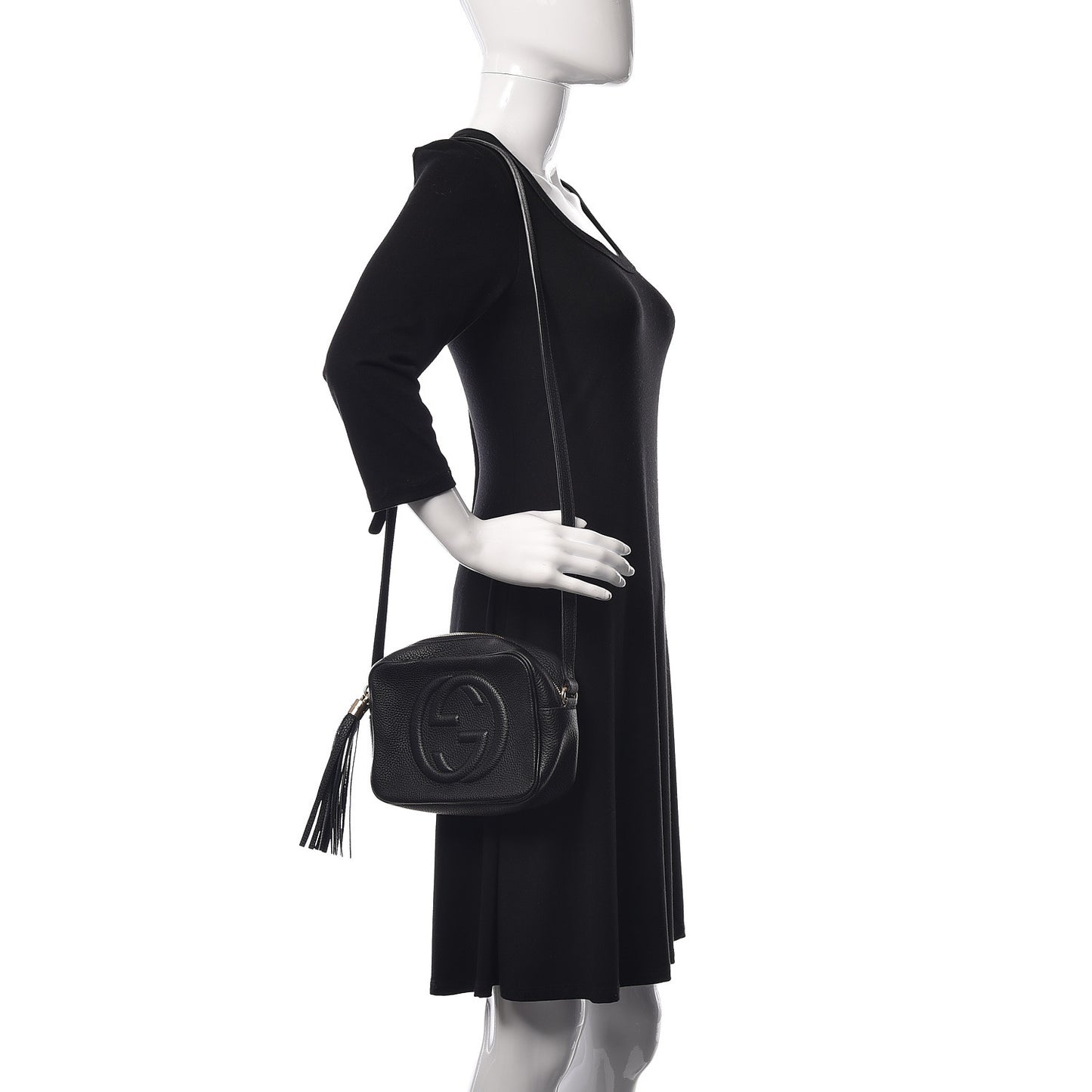 Pebbled Calfskin Small Soho Disco Bag Black