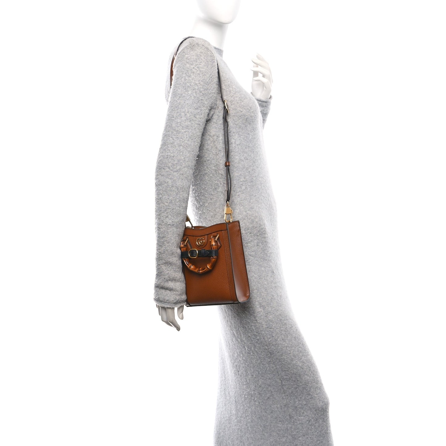 Textured Dollar Calfskin Mini Diana Tote Bag Cuir Black