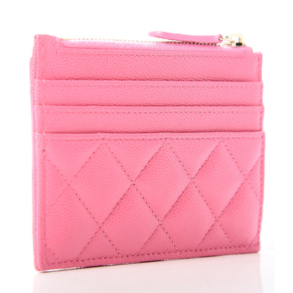 Chanel Caviar Quilted CC Zip Card Holder Pink 3 of 8