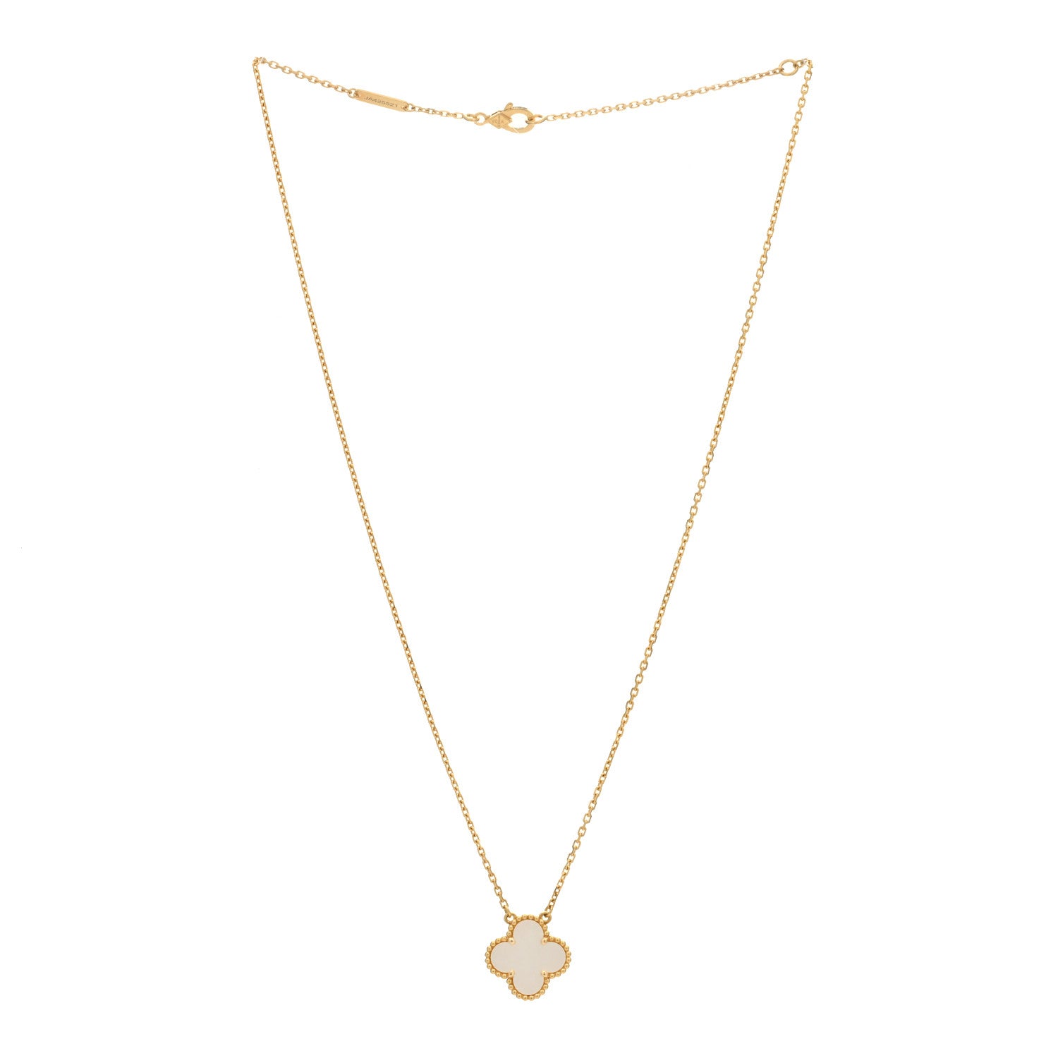 Van Cleef & Arpels 18K Yellow Gold Mother of Pearl Vintage Alhambra Pendant Necklace 3 of 4