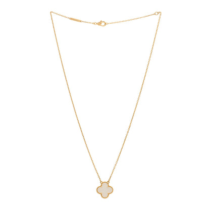 Van Cleef & Arpels 18K Yellow Gold Mother of Pearl Vintage Alhambra Pendant Necklace 3 of 4
