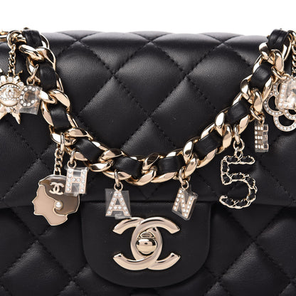 Chanel Lambskin Quilted Mini Coco Charms Rectangular Flap Black 10 of 11