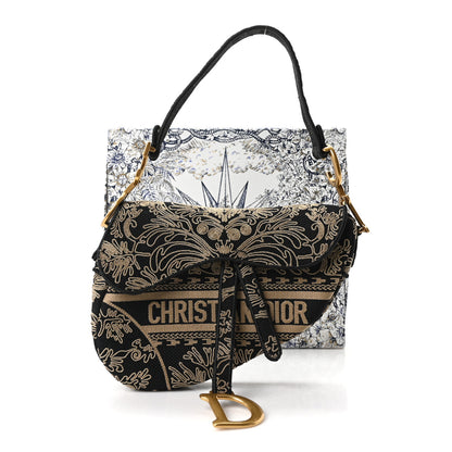 Christian Dior Canvas Embroidered Ornamental Cornely Saddle Bag Black Beige 11 of 11