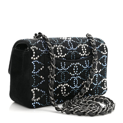 Chanel Velvet Crystal Mini Rectangular Flap Black 3 of 10