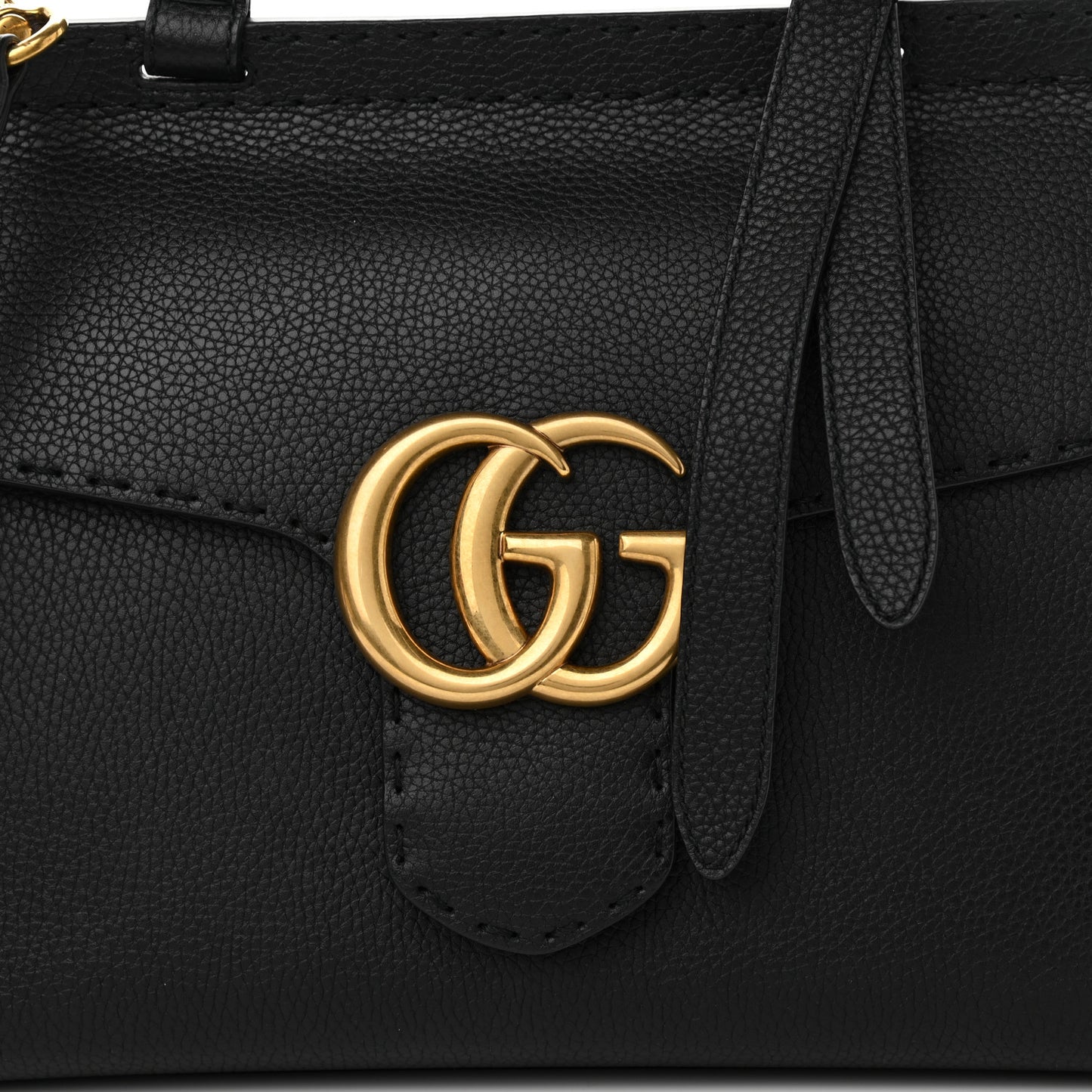 Calfskin Small GG Marmont Top Handle Bag Black