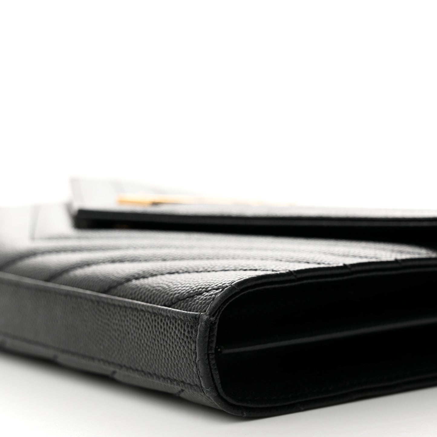 Grain De Poudre Matelasse Chevron Monogram Chain Wallet Black