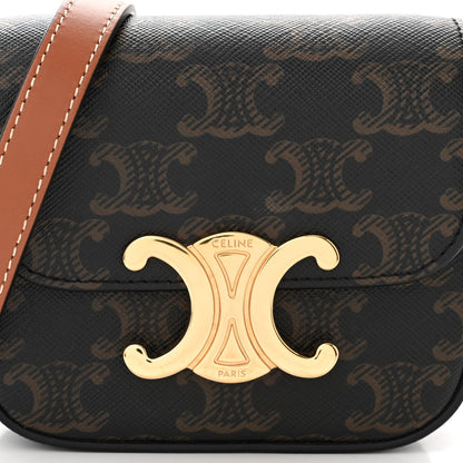 Celine Triomphe Canvas Calfskin Mini Triomphe Tan 8 of 10