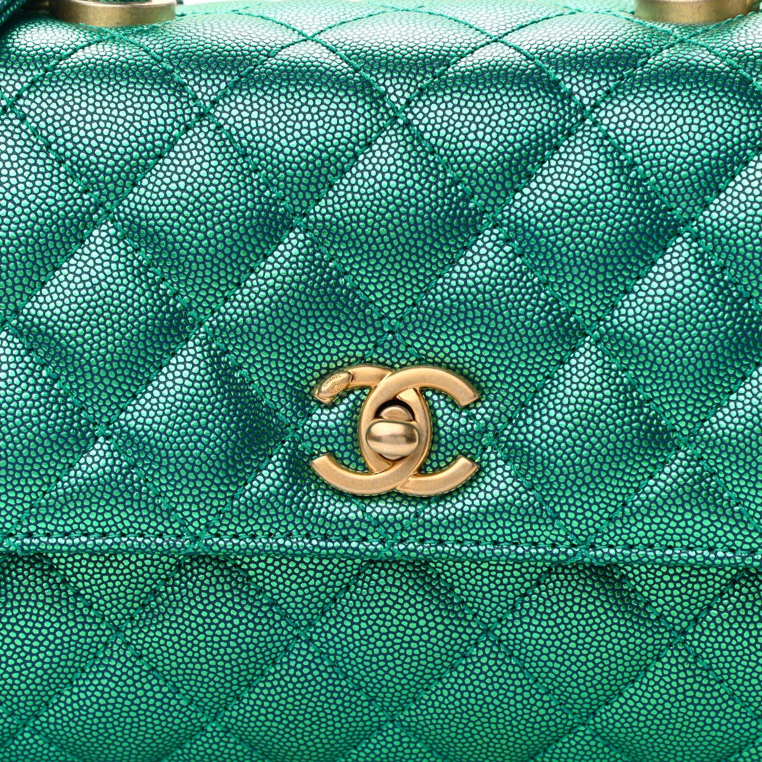 Chanel Metallic Caviar Quilted Mini Coco Handle Flap Blue 7 of 9