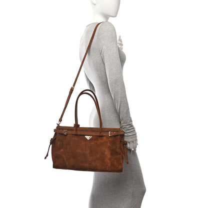 Prada Suede Large Bonnie Shoulder Bag Cocoa Brown 2 of 9