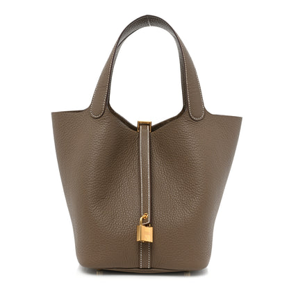 Hermes Taurillon Clemence Picotin Lock 22 MM Etoupe 1 of 9