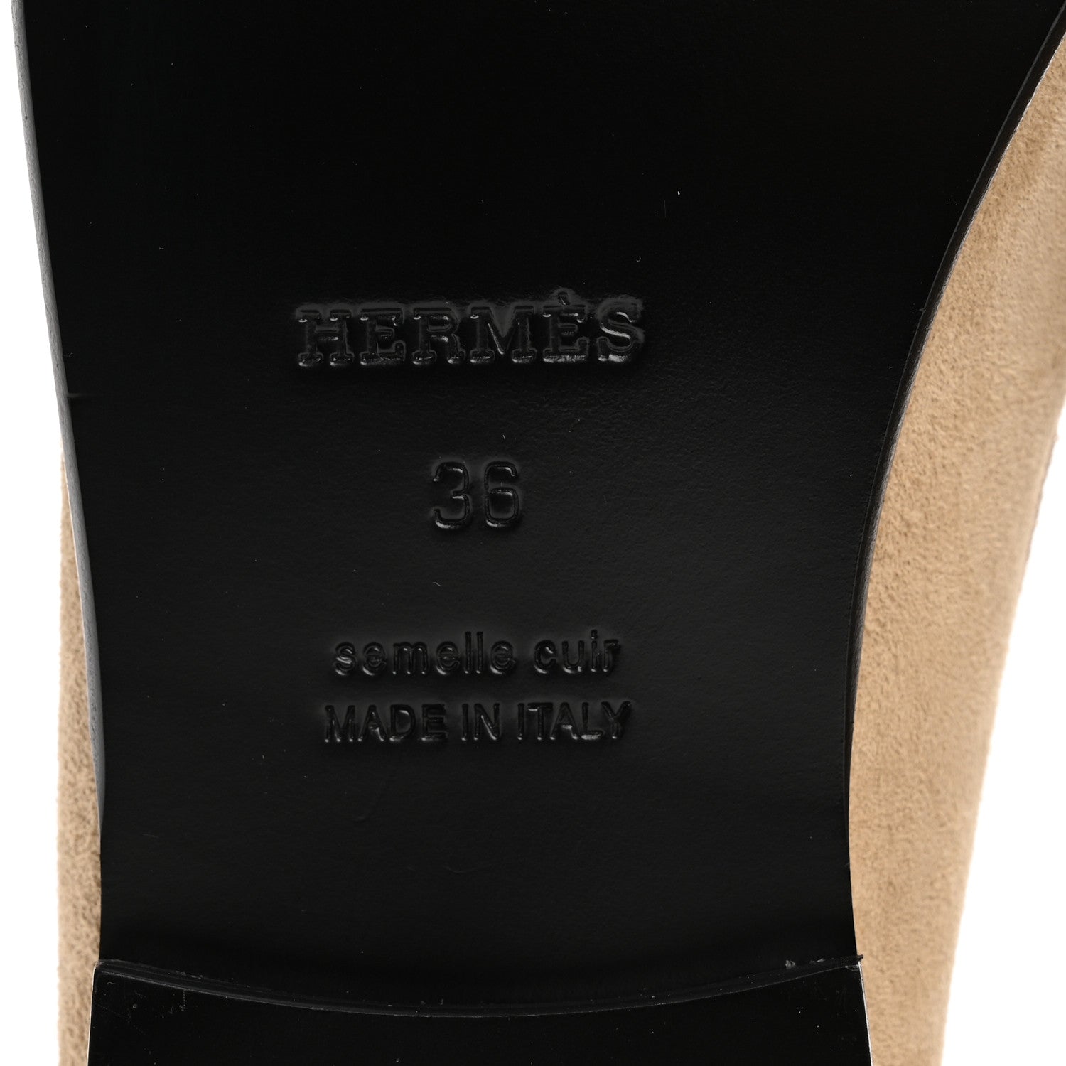 Hermes Suede Goatskin Womens Destin Loafers 36 Beige Argile 8 of 10