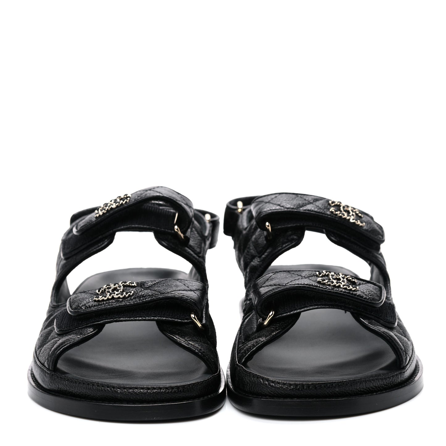 Grained Calfskin Velcro Dad Sandals 40 Black