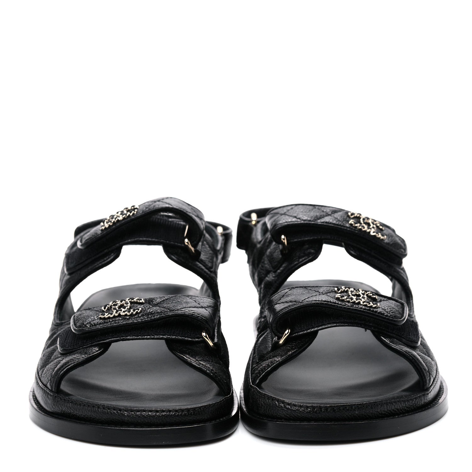 Chanel Grained Calfskin Velcro Dad Sandals 40 Black 2 of 9