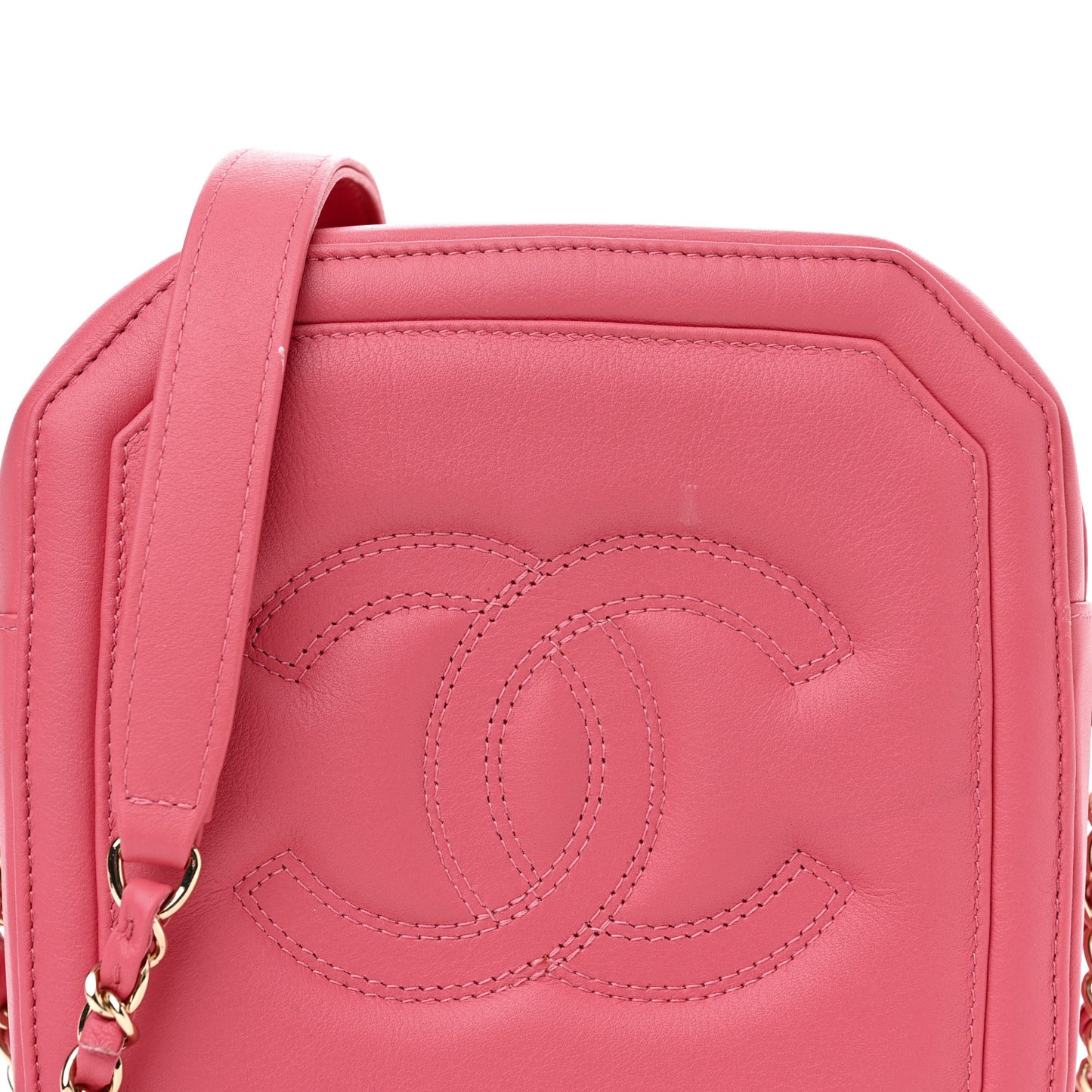 Calfskin CC Clock Camera Case Pink