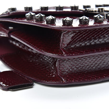 MCM Snakeskin Embossed Patent Studded Small Patricia Crossbody Bag Very Plum 9 of 10