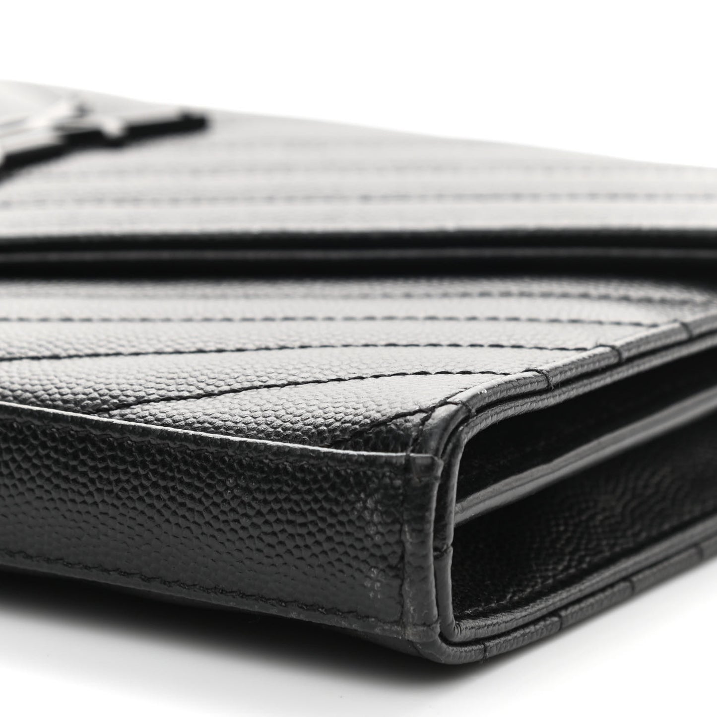 Grain De Poudre Matelasse Chevron Monogram Chain Wallet Black