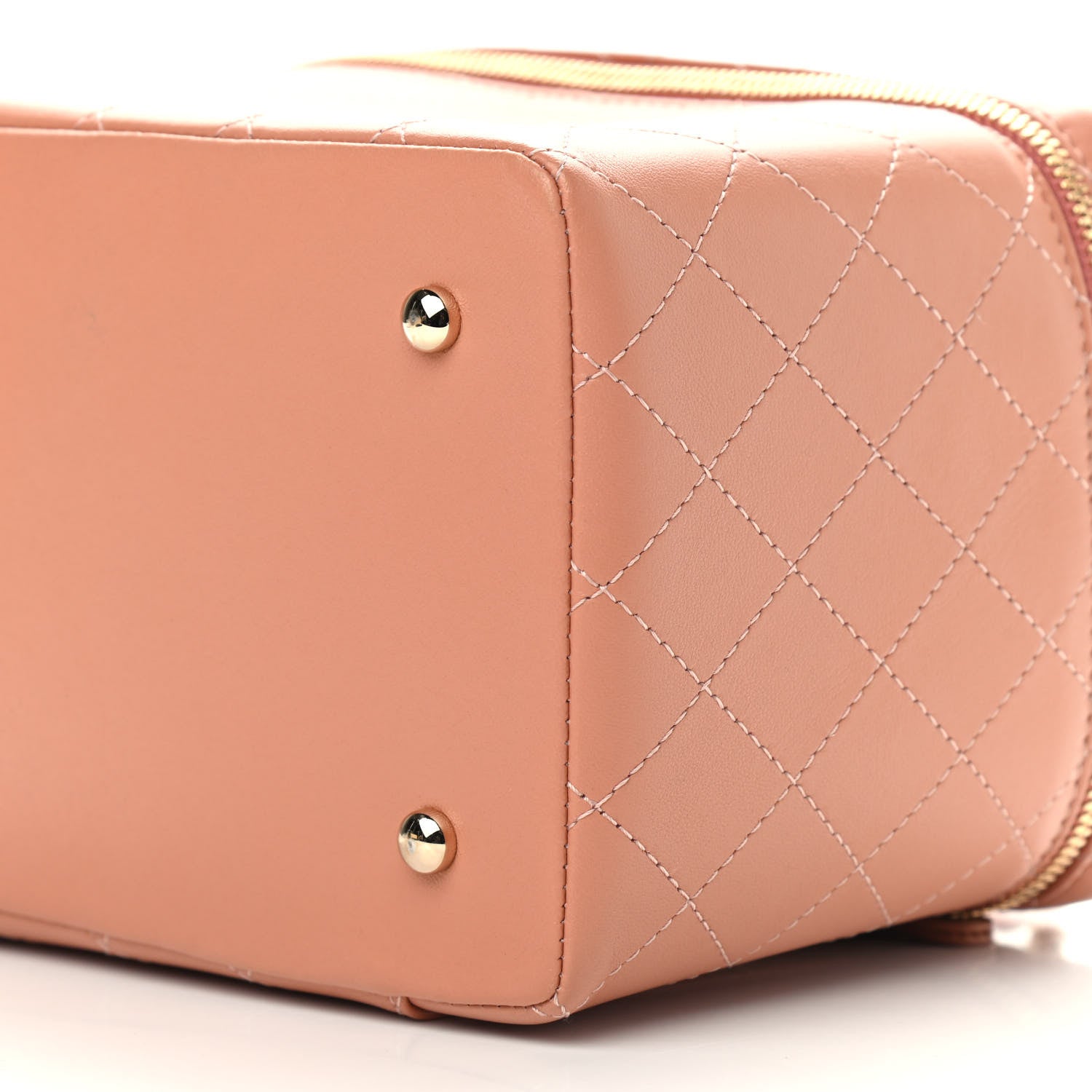 Chanel Lambskin Flat Quilted Knock On Wood Large Vanity Case Beige 8 of 9
