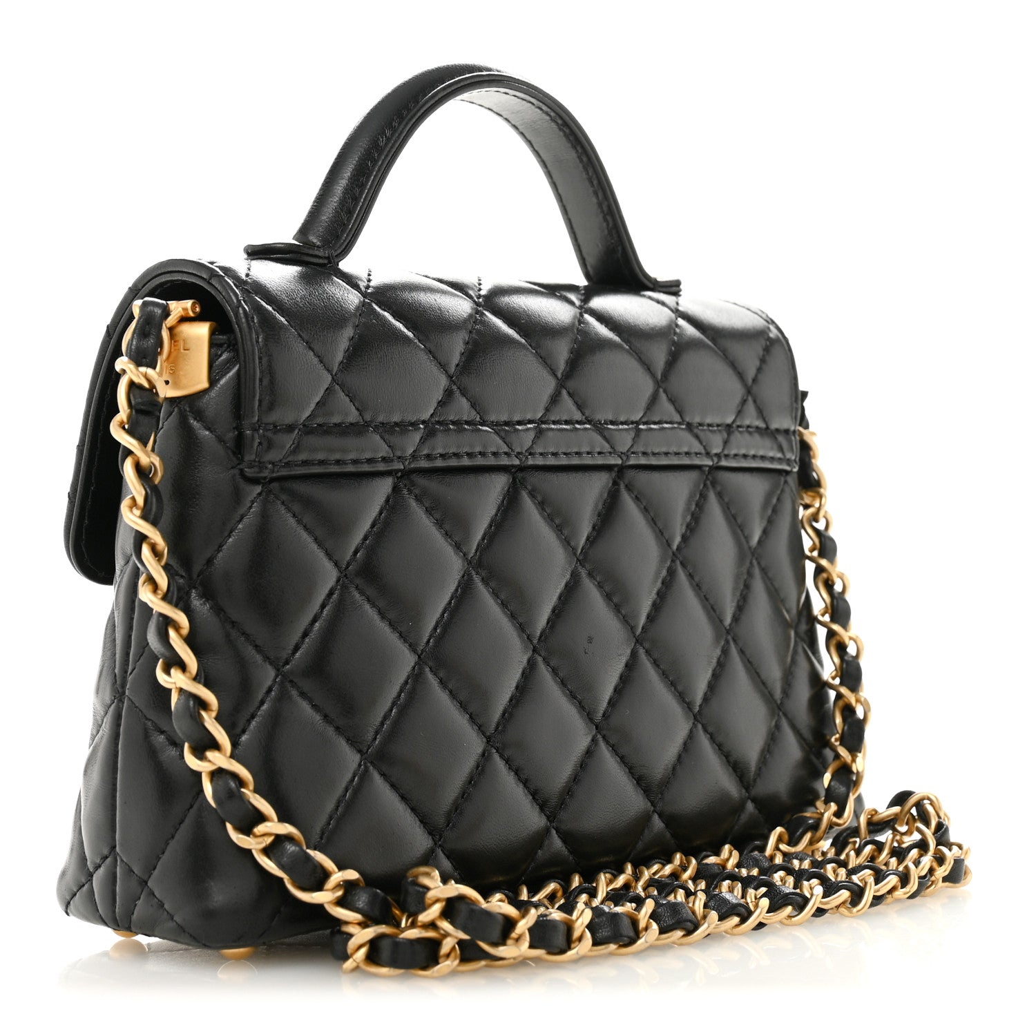 Chanel Lambskin Quilted Small Flap Top Handle Bag Black 3 of 10