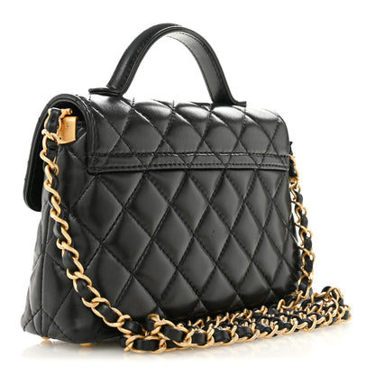 Chanel Lambskin Quilted Small Flap Top Handle Bag Black 3 of 10