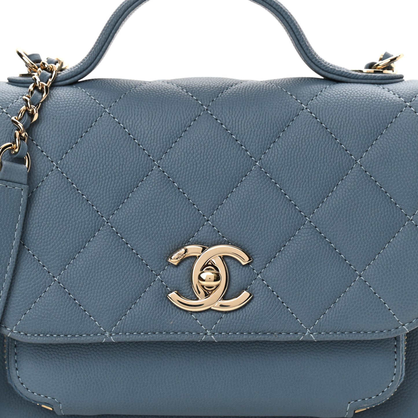 Caviar Quilted Small Business Affinity Flap Light Blue