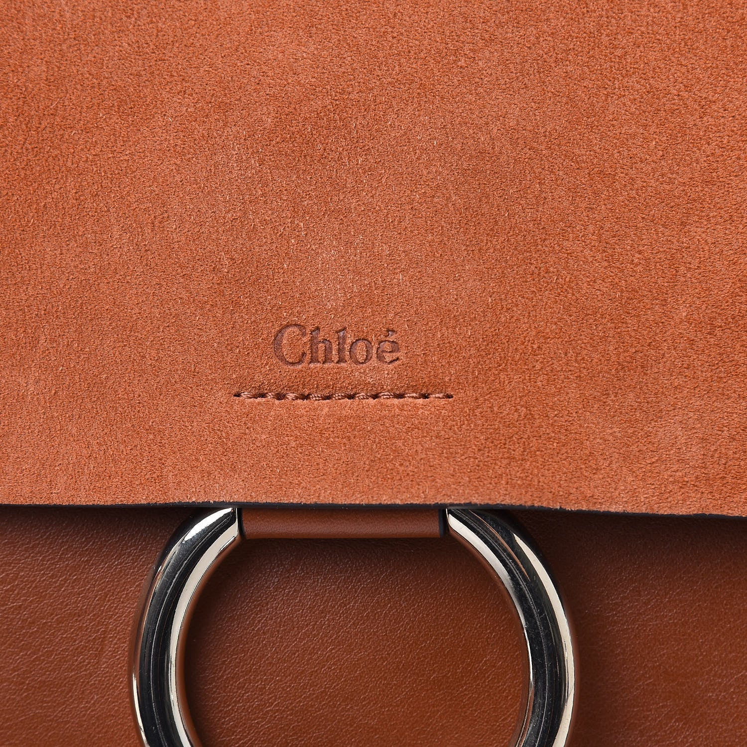 Chloe Suede Calfskin Medium Faye Shoulder Bag Tobacco 7 of 10