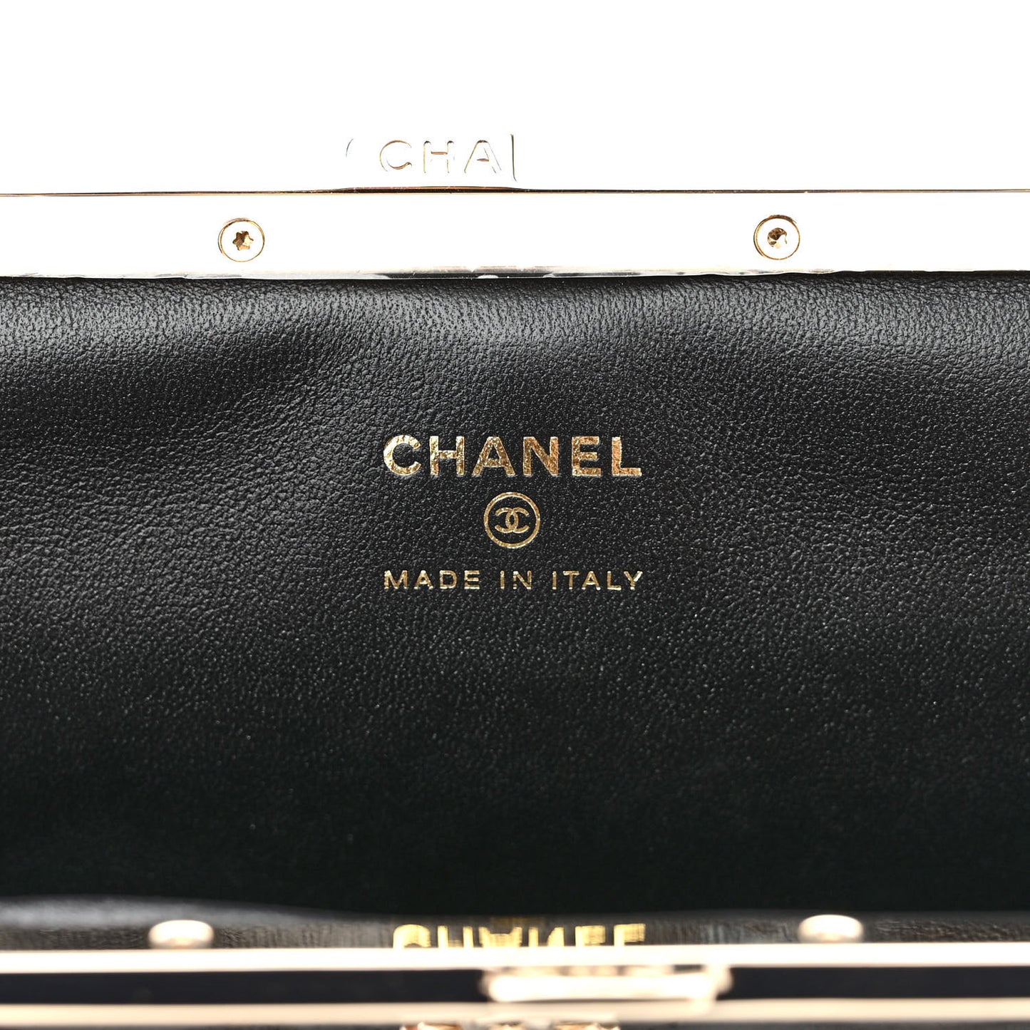 Lambskin Quilted Frame Clutch With Chain Black