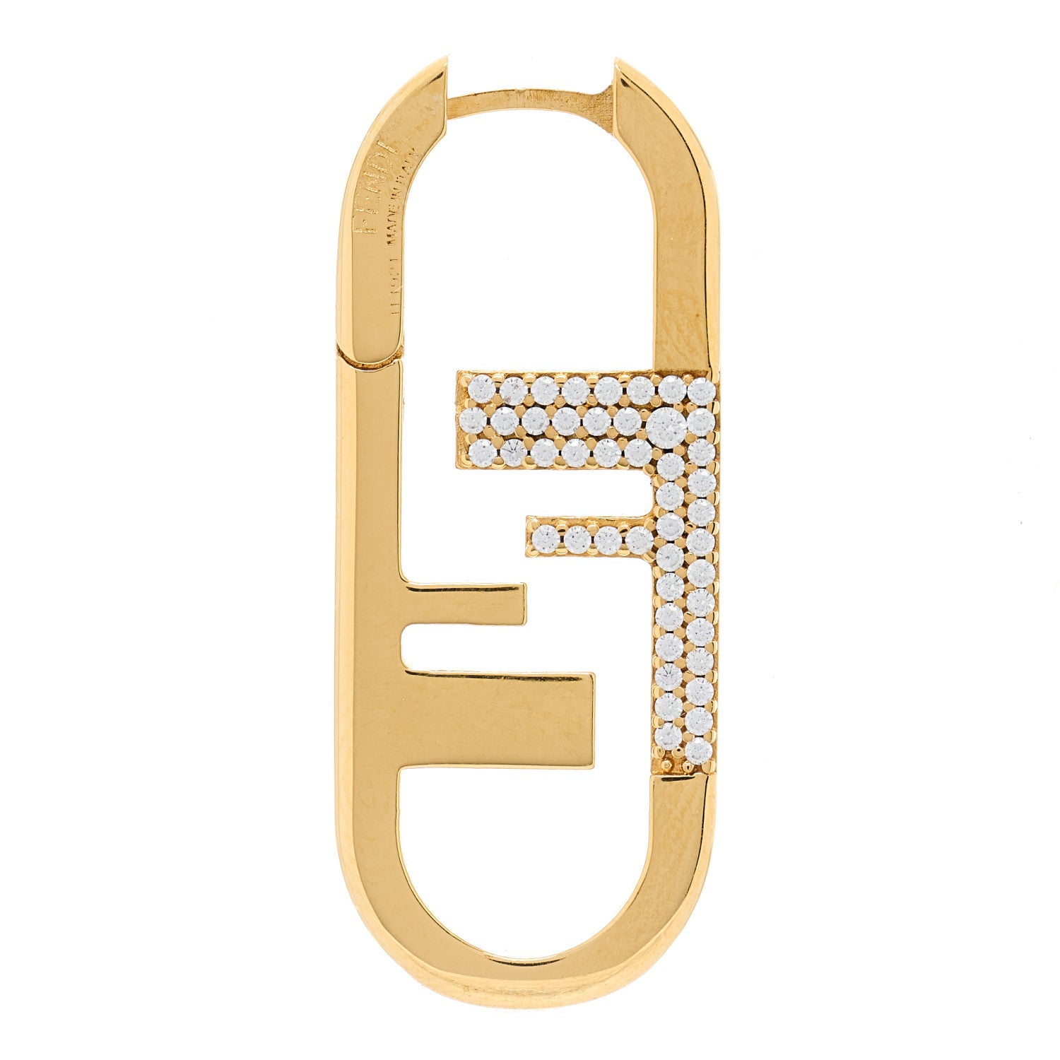 Fendi Metal FF O'Lock Crystal Sinlge Earring Gold 1 of 6