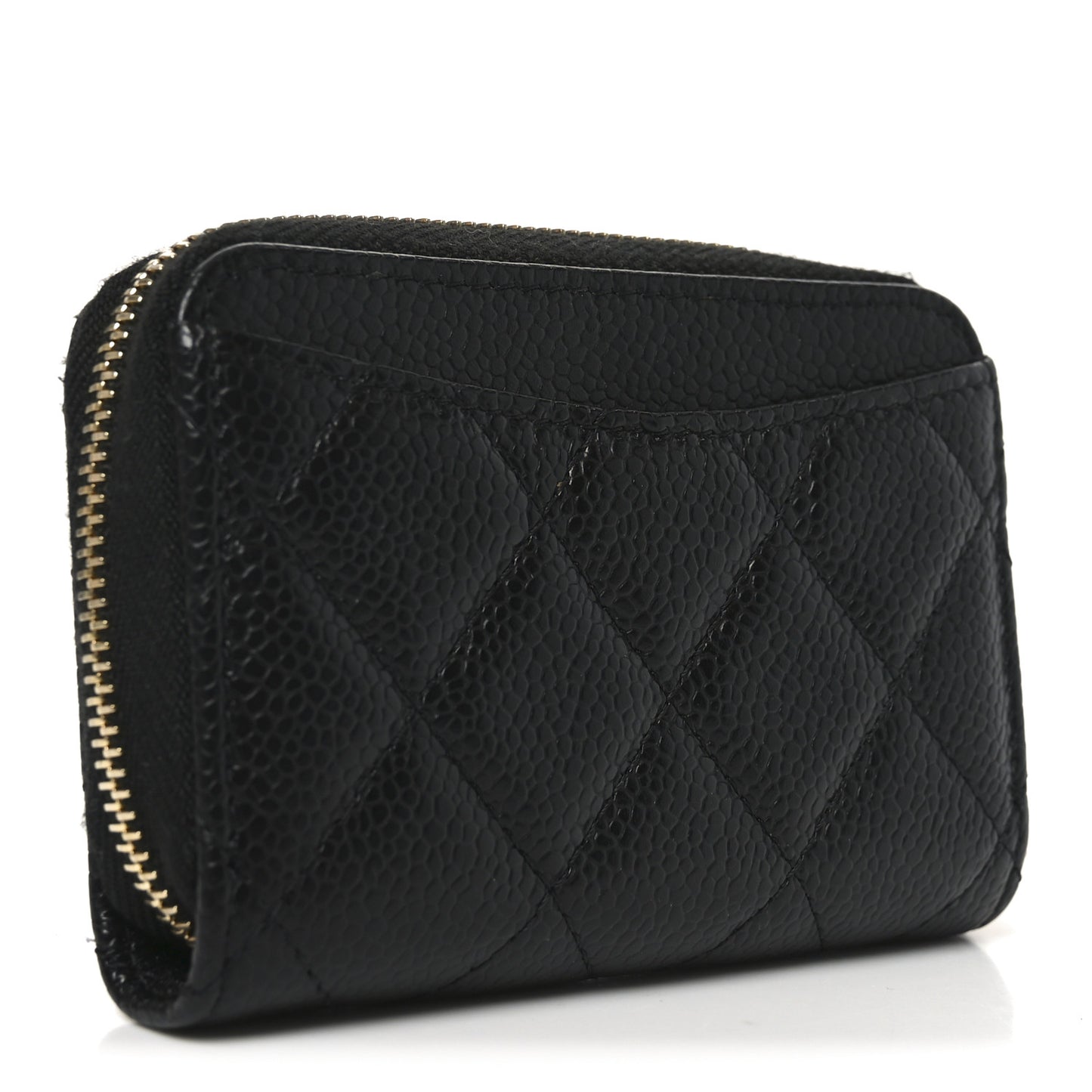 Caviar Quilted Zip Coin Purse Black