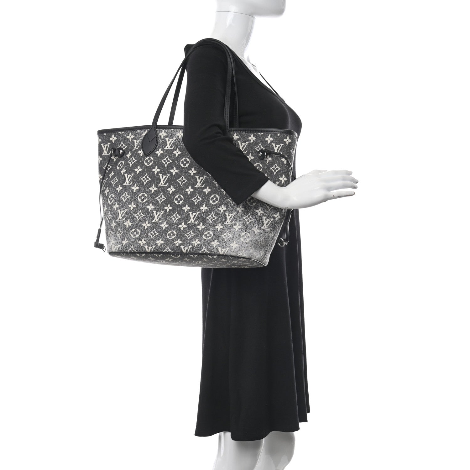 Louis Vuitton Denim Monogram Jacquard Neverfull MM Grey 2 of 9