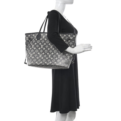 Louis Vuitton Denim Monogram Jacquard Neverfull MM Grey 2 of 9