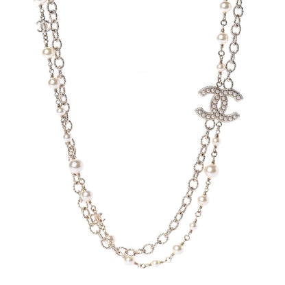 Chanel Graduated Pearl CC Long Necklace Light Gold 1 of 5