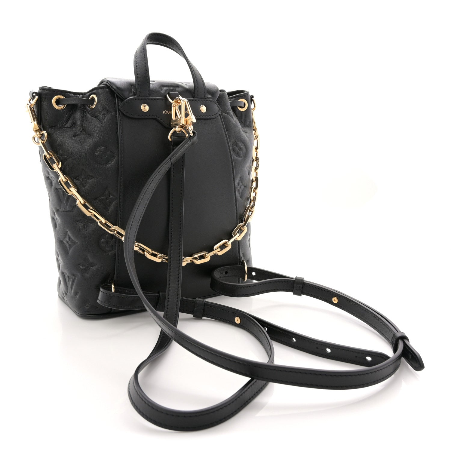 Louis Vuitton Lambskin Embossed Monogram Coussin PM Backpack Black 3 of 10