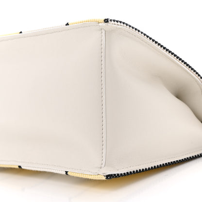 Jacquemus Cotton Canvas Striped La Rond Carre Take Out Clutch White Yellow 10 of 12
