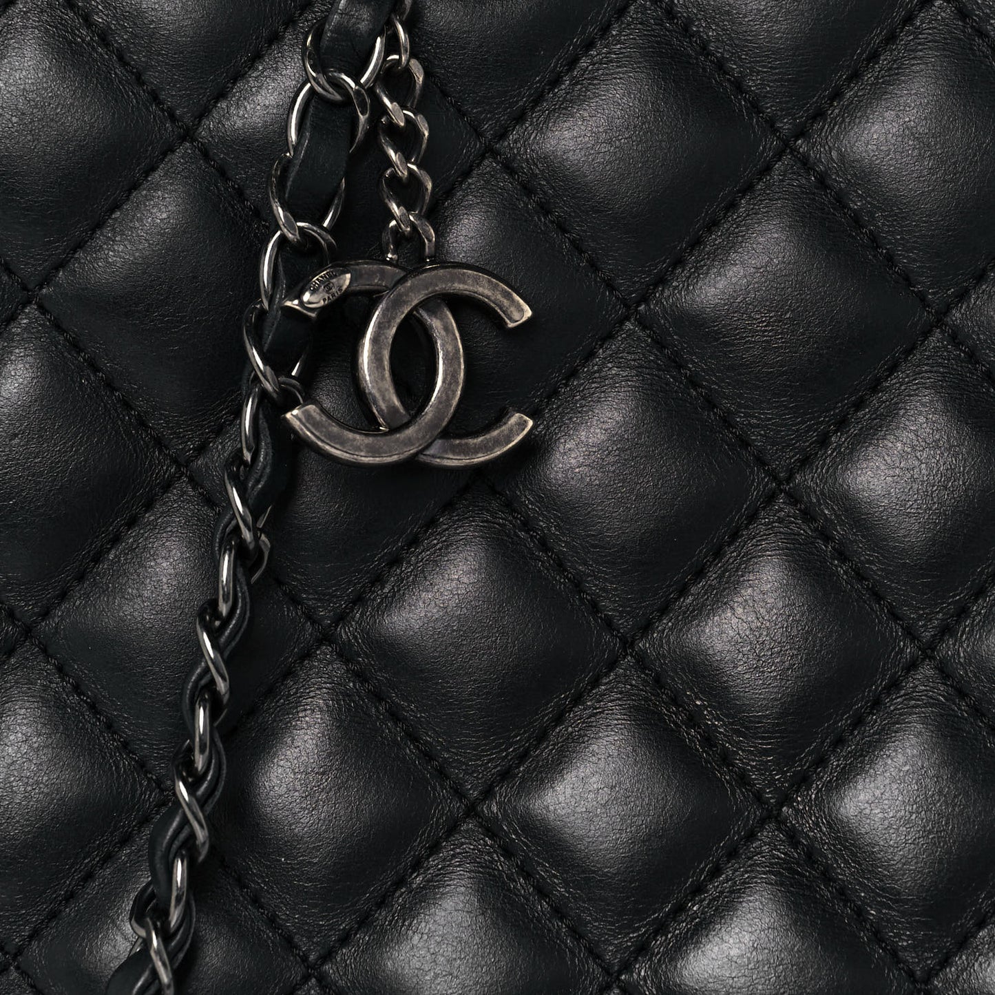 Calfskin Quilted Small Easy Shopping Tote Black