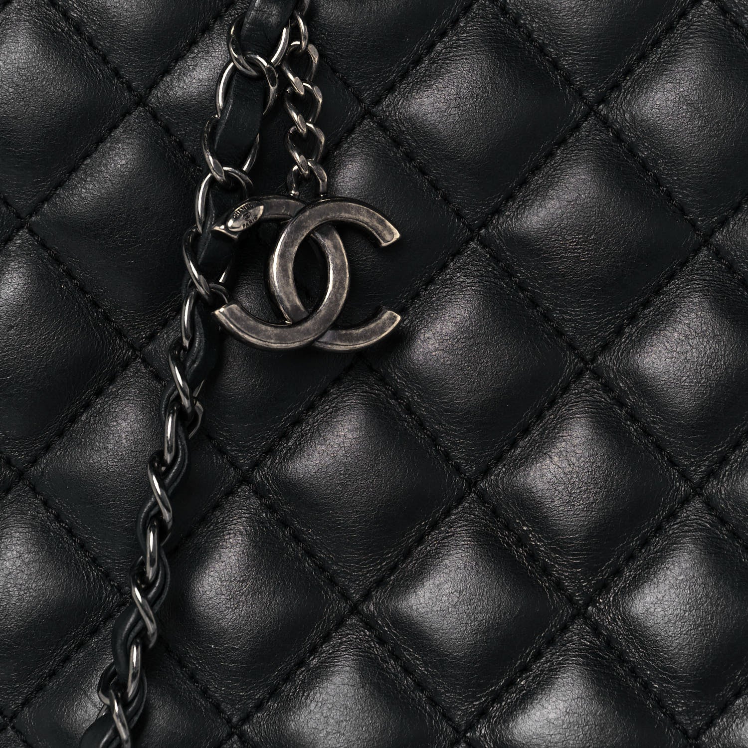 Chanel Calfskin Quilted Small Easy Shopping Tote Black 13 of 18