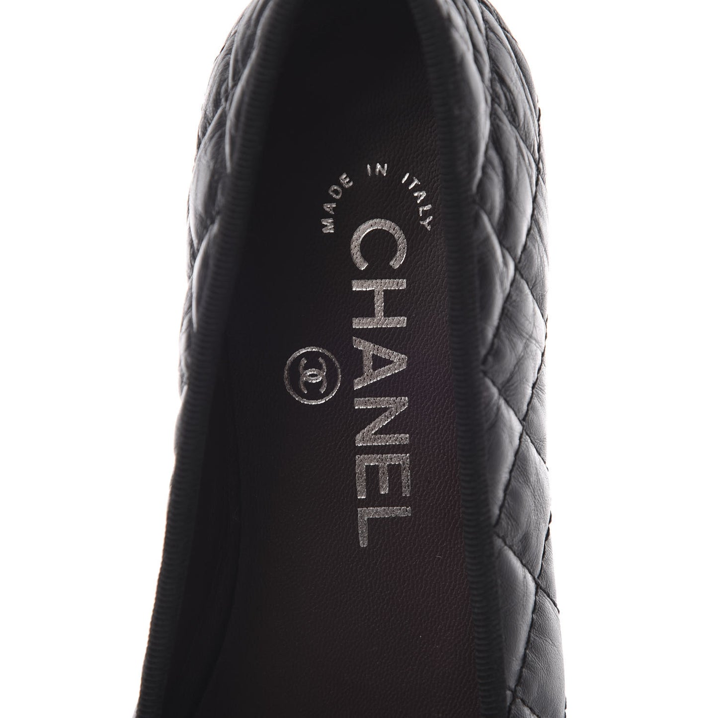 Aged Calfskin Quilted Cap Toe Ballerina Flats 35 Black