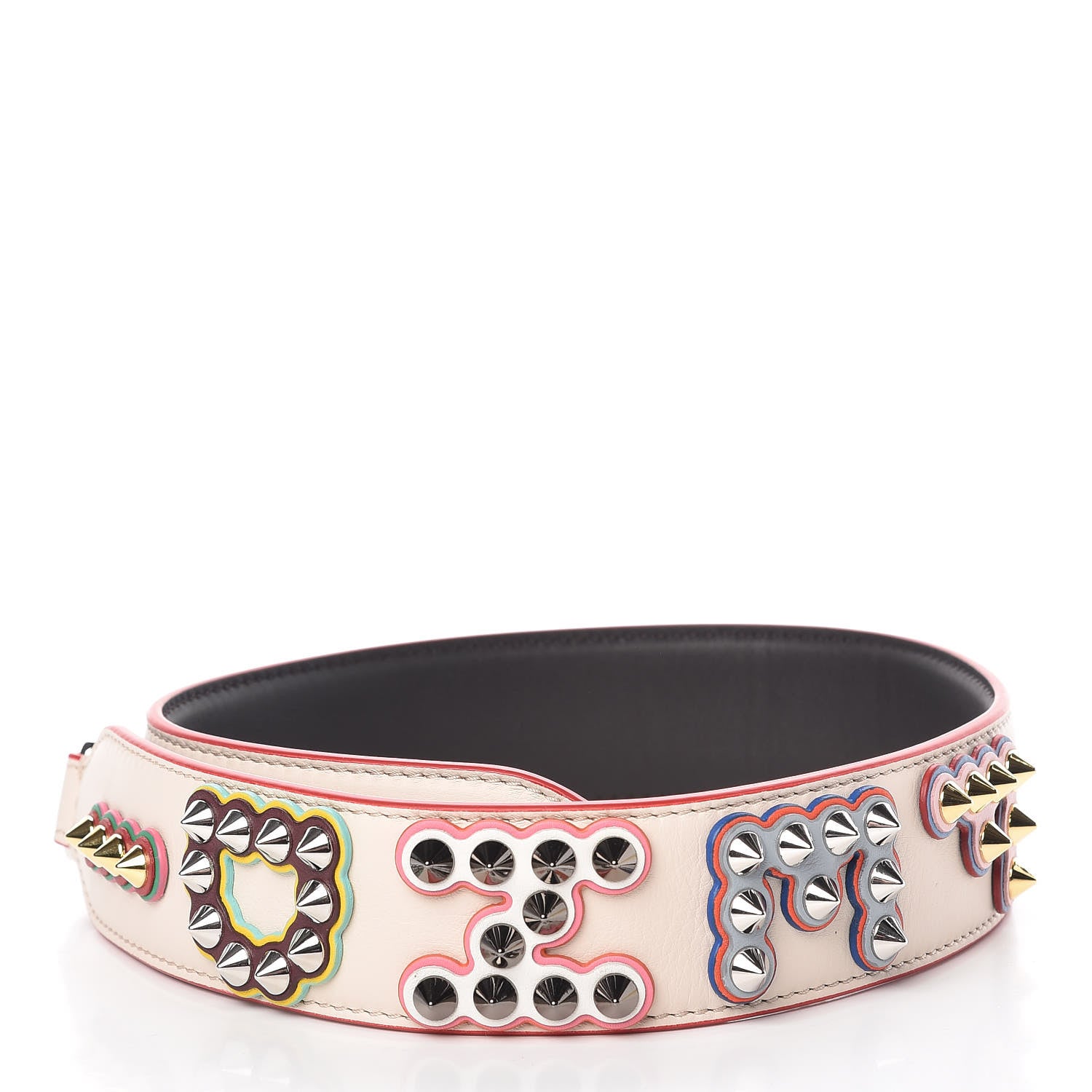 Fendi Vitello Dolce Fun Fair Metal Studded Strap You Camelia Multicolor 2 of 4