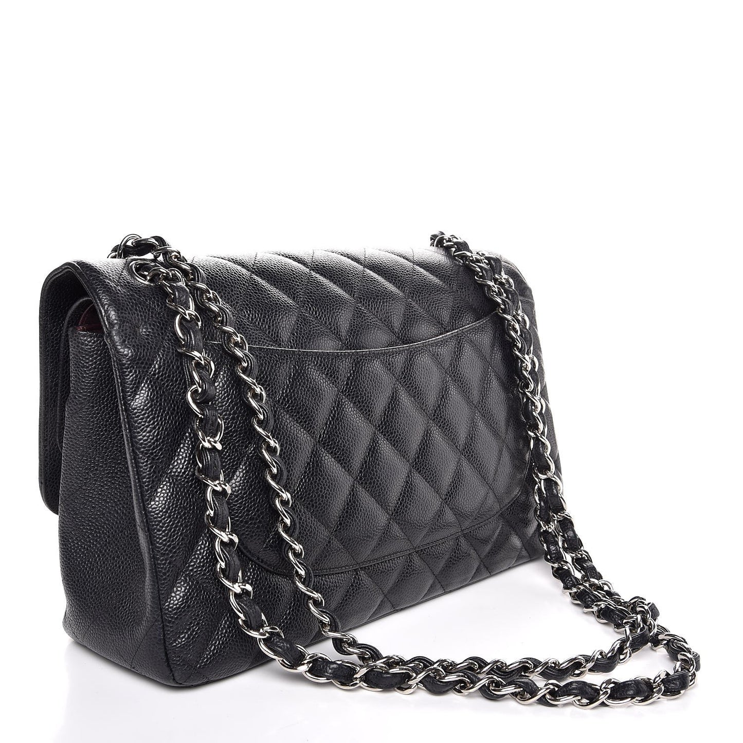 Caviar Quilted Jumbo Double Flap Black