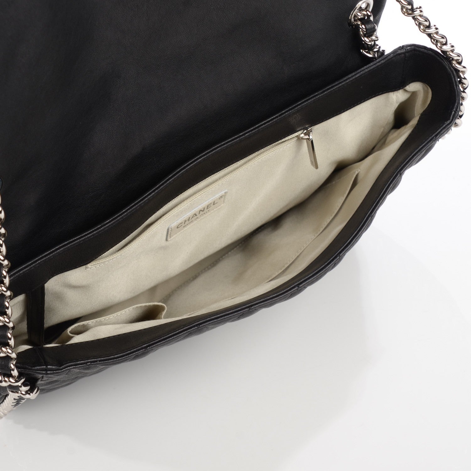Chanel Crumpled Lambskin Quilted Chain Around Maxi Flap Black 5 of 7