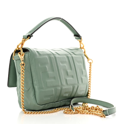 Fendi Nappa FF 1974 Embossed Mini Baguette Menta 3 of 16