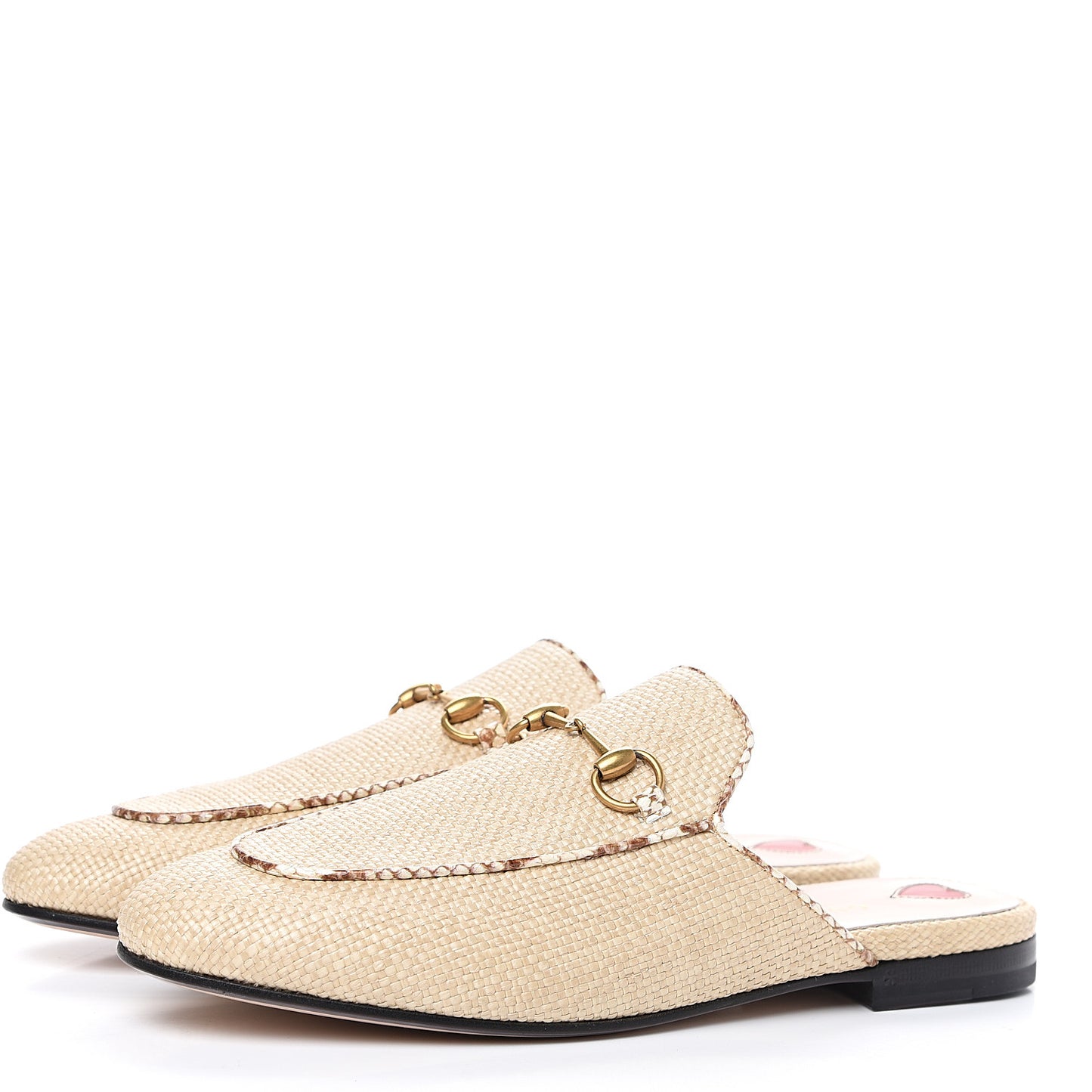 Straw Elaphe Womens Princetown Slippers 39 Natural Cream Brown