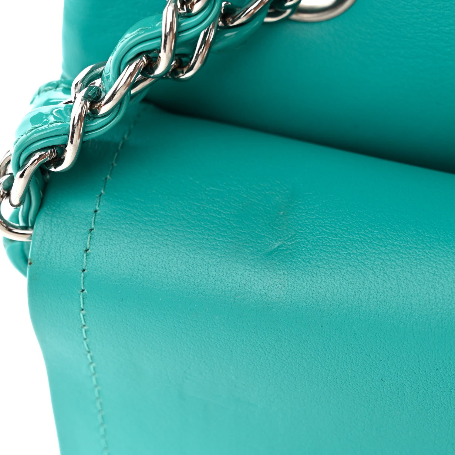 Chanel Patent Quilted Medium Double Flap Turquoise 12 of 15