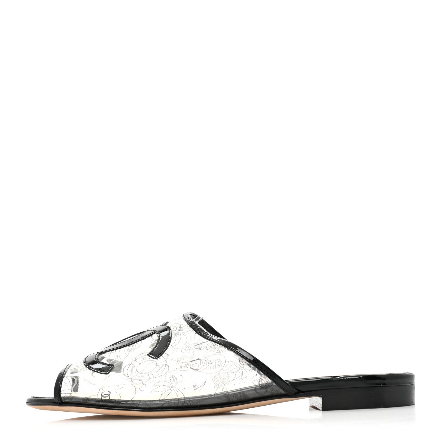 PVC Fantasy Patent CC Mules 38 Black
