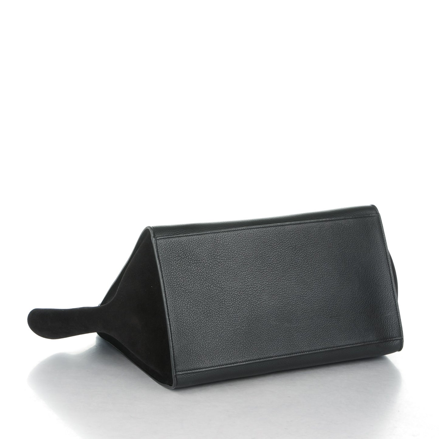 Drummed Calfskin Suede Large Trapeze Black