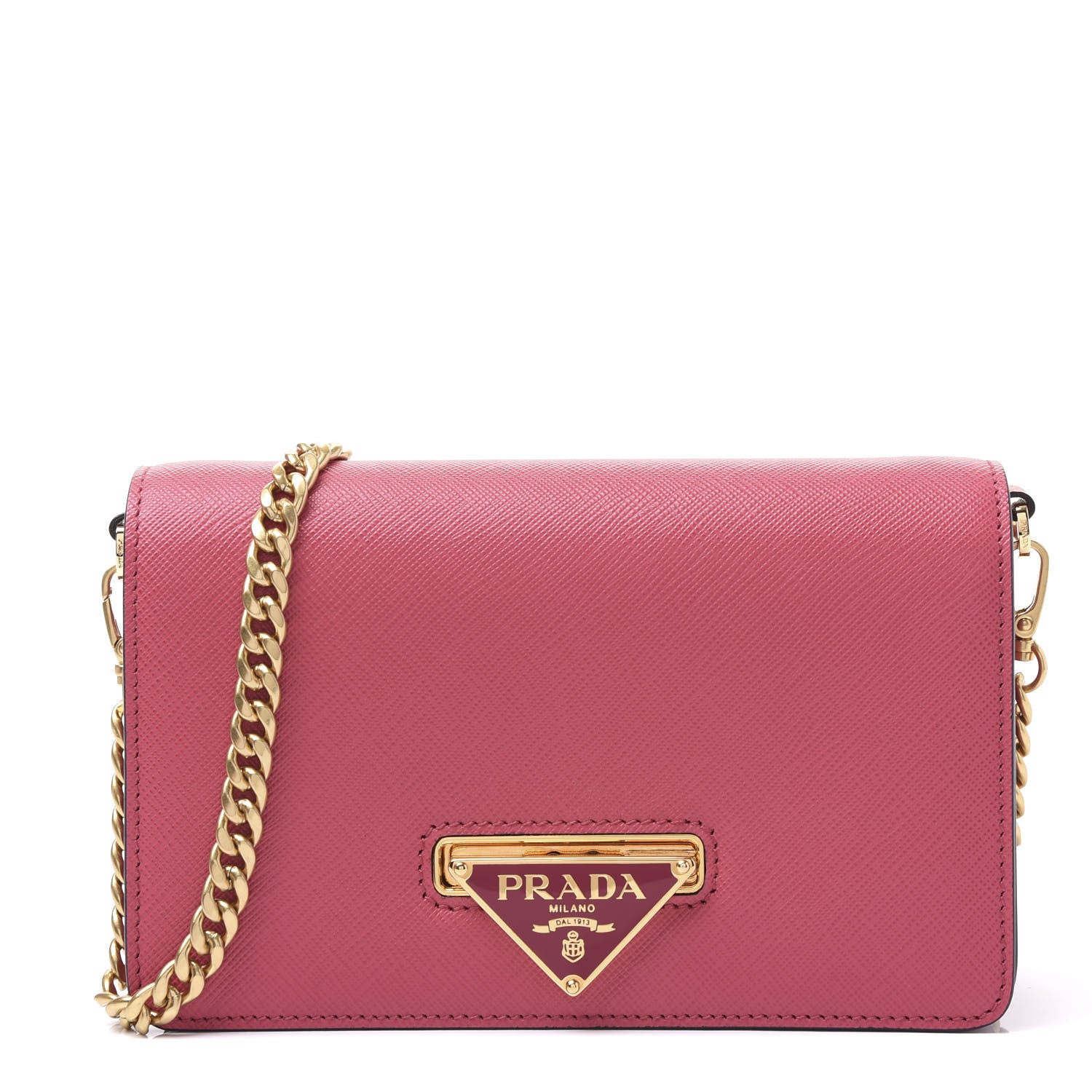 Prada Saffiano Chain Crossbody Bag Peonia 1 of 8